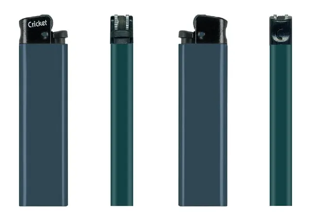 Cricket Original Feuerzeug in Petrol – Vorder-, Seiten- und Rückansicht